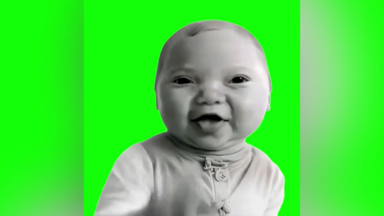 میم پرده سبز تاف بیبی - Ai Baby Holding Laugh